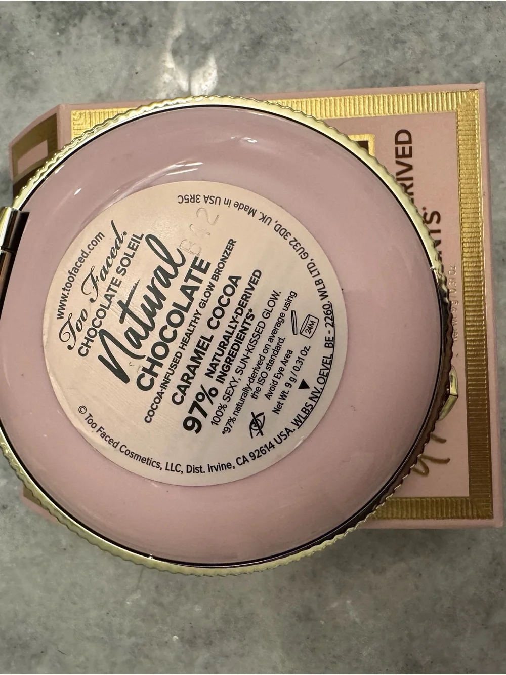 Too Faced Chocolate Bronzer Compact - Brown & Gold Accents